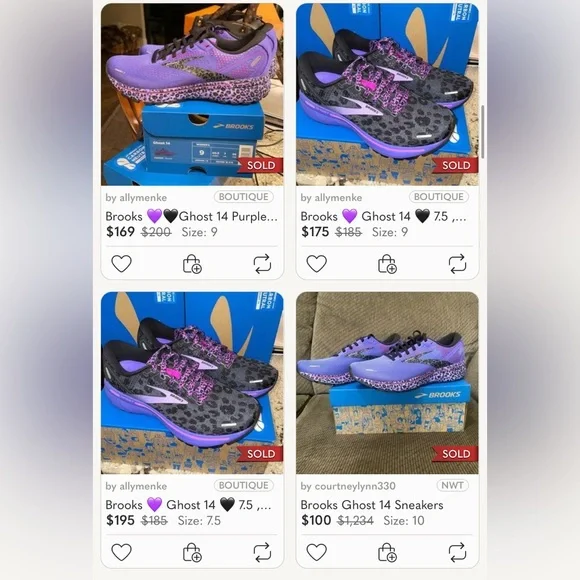 RARE Brooks 🦄 Ghost 14 🖤 Leopard Cheetah Athletic Running Shoes Black Purple 7.5 - Picture 10 of 12